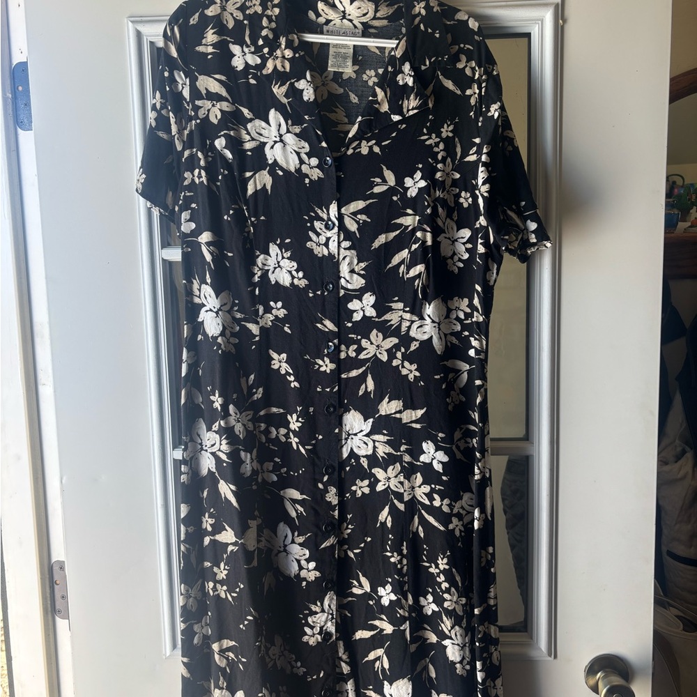 White Stag Black and White Floral Midi Dress